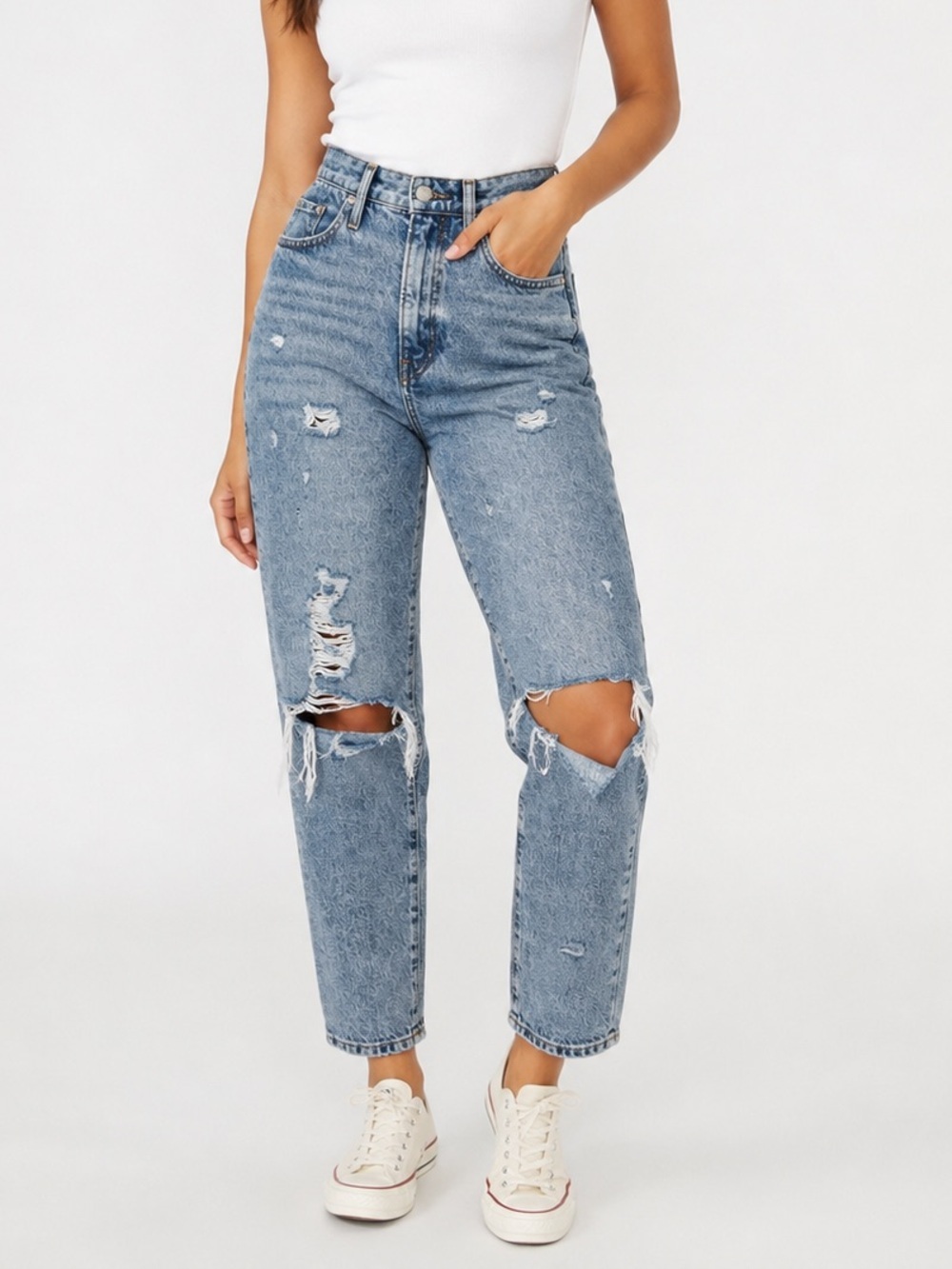 H&M Light Blue Distressed Boyfriend Jeans